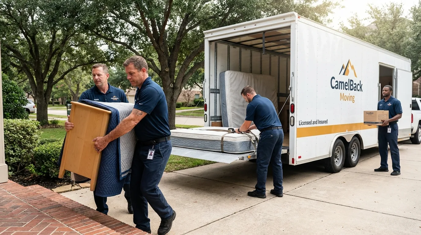 Crew loading residential truck for cross-state move from Imlay City, MI