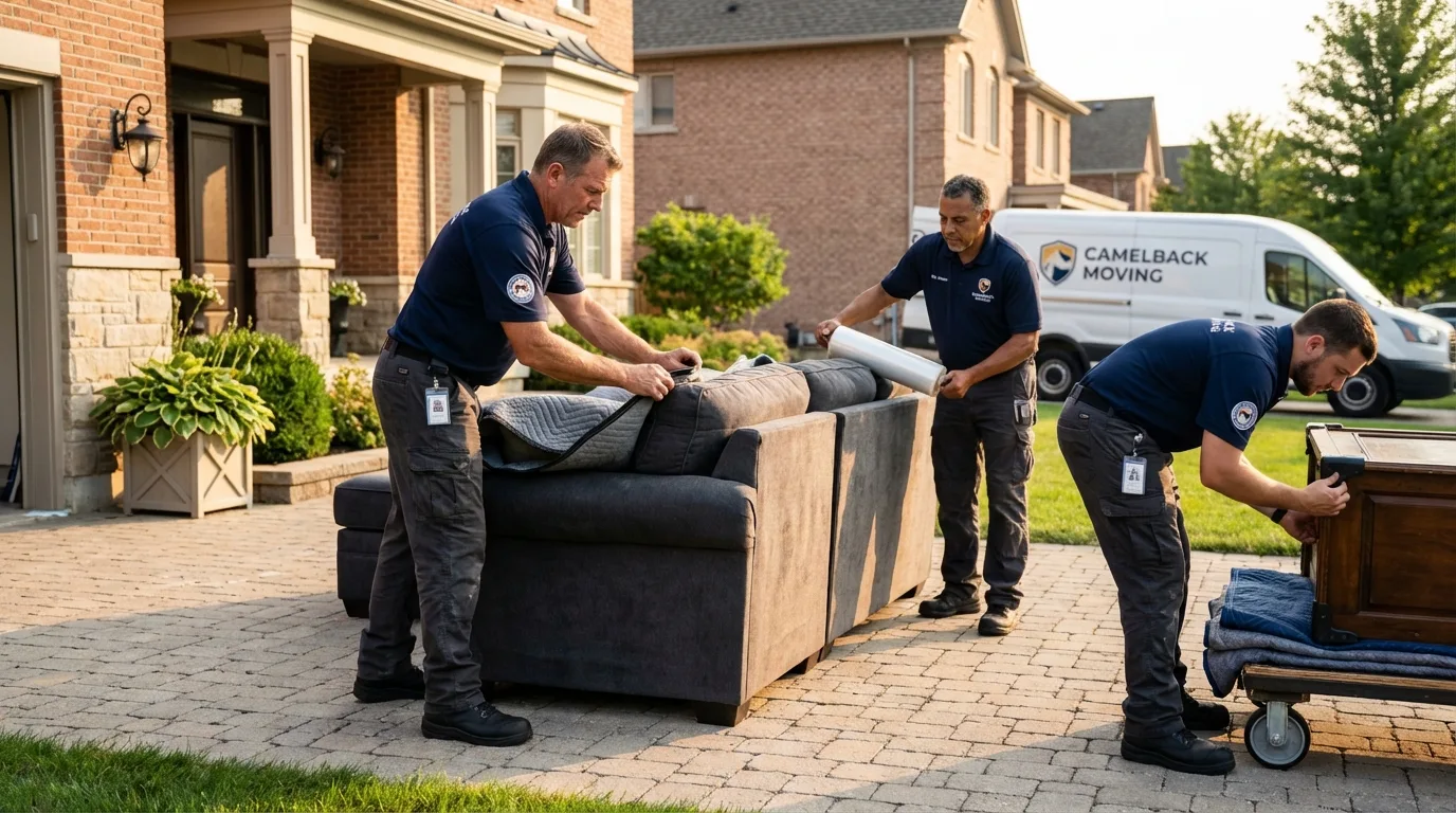 Large estate moving crew wrapping furniture in Imlay City, MI