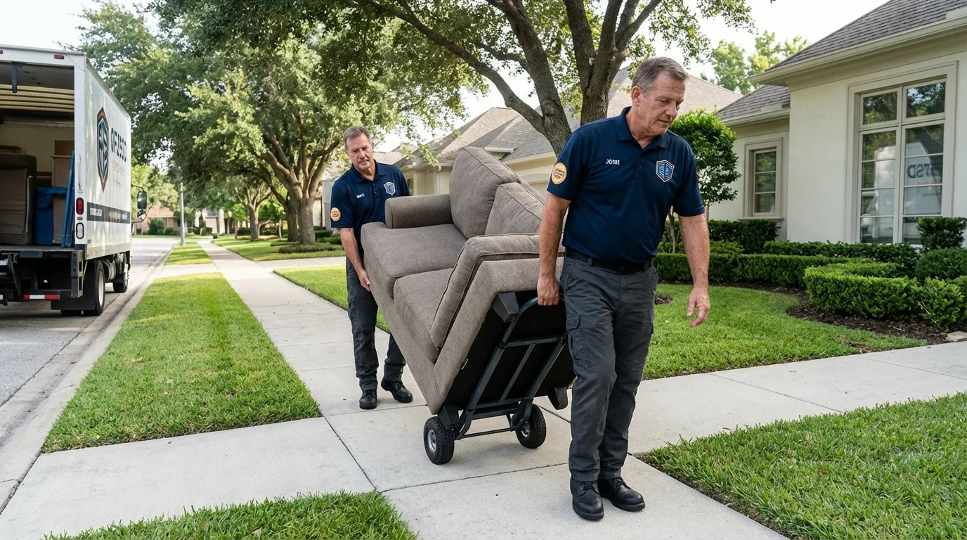 Local residential moving crew loading furniture in Imlay City, MI