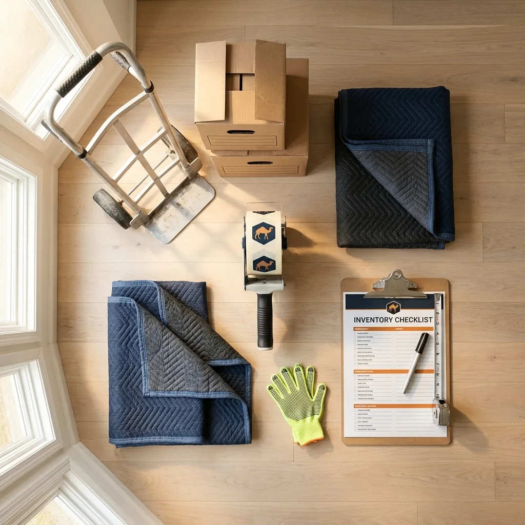 Professional moving supplies and packing materials layout for Imlay City residential relocations